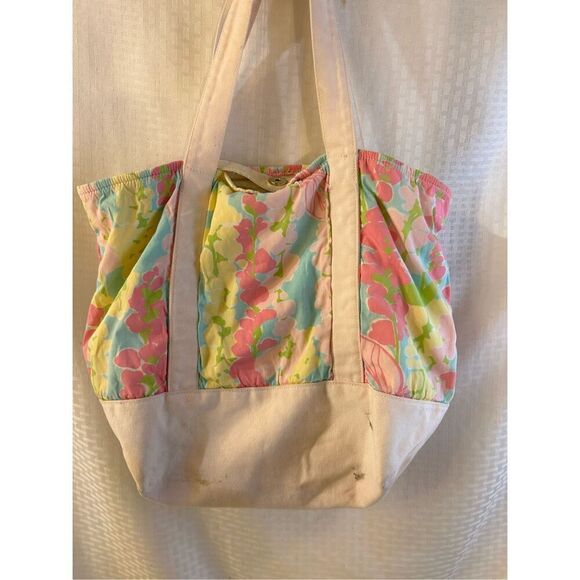 Lilly Pulitzer Dragon Fly tote bag Faded Pink 16.5"x14" - Picture 7 of 12